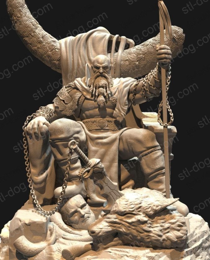 战神 王座上的奎爷(Kratos on Throne) 3D打印图纸